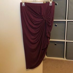 Tie-front high low bodycon skirt- M